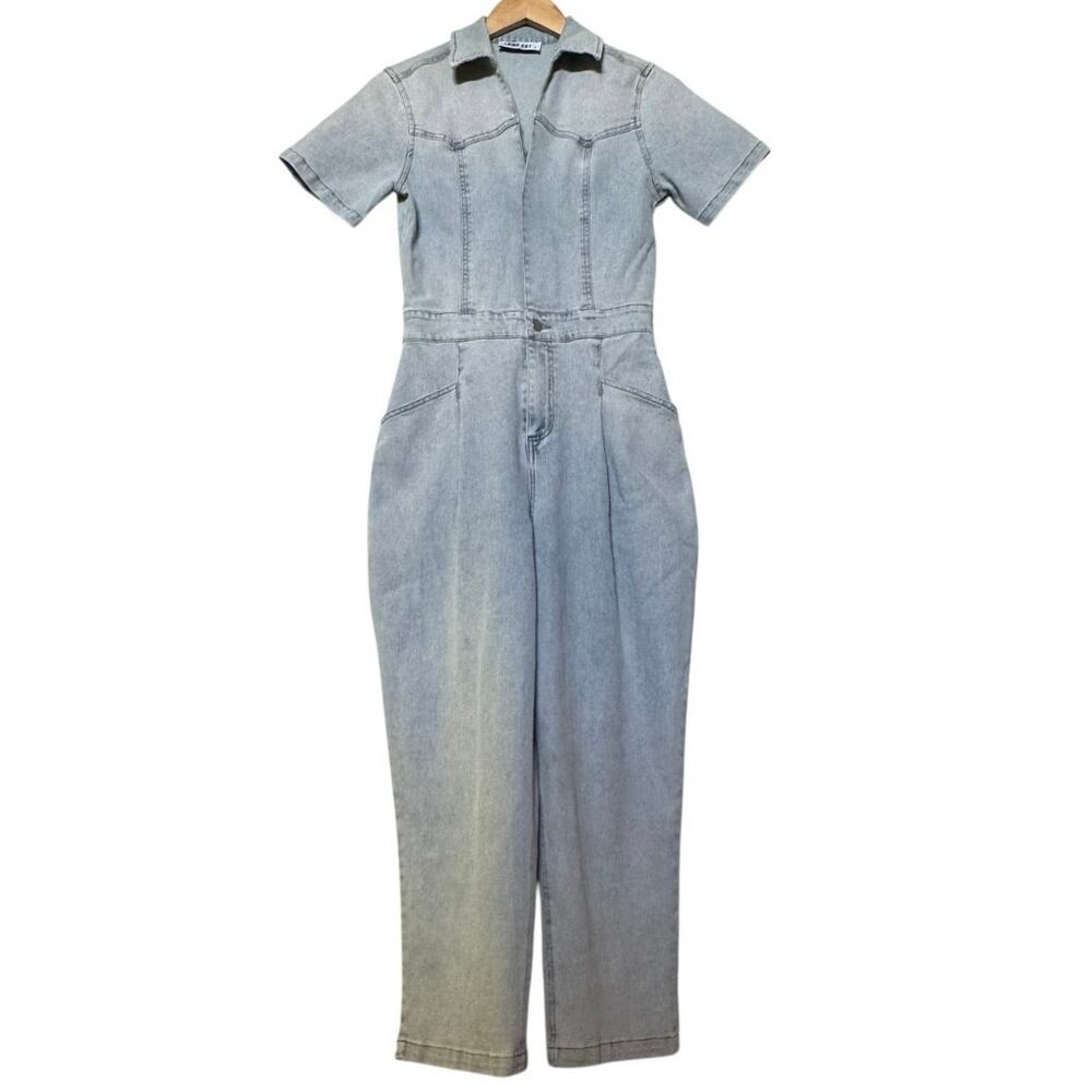 Lane 201 Womens Denim Jean Romper Light Blue western Cotton Stretch S Small